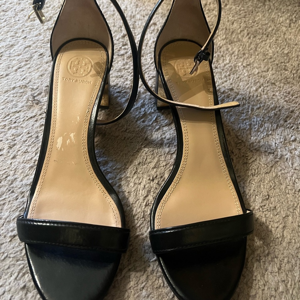 Tory Burch black ankle strap sandals 10